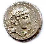 République Romaine - Crepusia (82 avant J.-C.) Denier d'argent (tête...