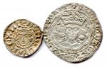 Lot de deux monnaies d'argent Angleterre : Denier d'Henri III...