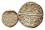 Lot de deux monnaies d'argent Angleterre : Denier d'Henri III...