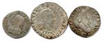 Lot de trois monnaies d'argent : Demi-teston MDLXI (1561) de...