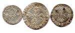 Lot de trois monnaies d'argent : Demi-teston MDLXI (1561) de...