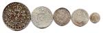 Lot de cinq monnaies d'argent de Louis XVI : Écu...