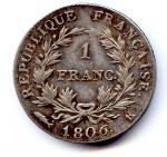 Napoléon Ier (1804-1814) Franc argent (tête de Bonaparte) 1806 (poisson)...