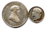 Lot de deux médailles en argent de Napoléon Ier :...