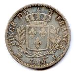 Louis XVIII (1815-1824). 5 francs argent (type au collet) 1814...