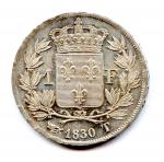 Charles X (1824-1830). Franc en argent 1830 Nantes (8 859...