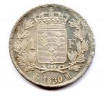 Charles X (1824-1830). Franc en argent 1830 Toulouse.Pièce superbe.