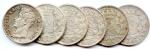 Lot de six pièces d'argent Charles X : 5 Francs...