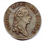 Suède - Gustave III (1771-1792) Riksdaler d'argent 1781 Stockholm. Dav....