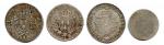 Lot de quatre monnaies dargent de Louis XV :écu aux...