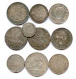 Lot de dix monnaies dargent étrangères :5 schillings 1892 et...