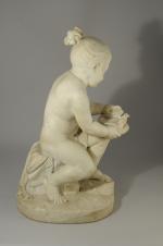 Charles-Antoine BRIDAN (1730-1805), dans le goût deFillette aux oisillonsMarbre blanc....