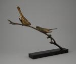 André Vincent BECQUEREL (1893-1981)Deux oiseaux sur une branche.Bronze patiné polychrome...