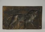 Antoine Louis BARYE (1796-1875), Attribué à LION, plaque en bas-relief.Bronze...