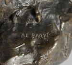 Antoine Louis BARYE (1796-1875).Aigle Royal sur un rocher. Bronze à...