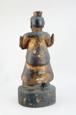 CHINE. STATUETTE de GUANYIN en bronze patiné. Chine, Ming (?)...