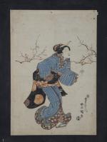 JAPON. ENSEMBLE comprenant DEUX DIPTYQUES, portraits d'acteurs part Toyokuni III...