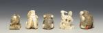 5 NETZUKE en ivoire de mammouth sculpté : rat (Long....