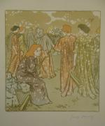 Georges AURIOL (1863-1938)Harpistes.Lithographi couleurs, signée dans la marge.42,5 x 32...