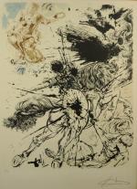 Salvador DALI (1904-1989)Don Quichotte.Lithographie signée.
67,5 x 49,5 cm à vue.