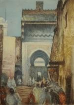 École FRANÇAISE du XXe.Fès, entrée principale de la mosquée des...