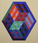 Victor VASARELY (Pécs, 1906 - Paris, 1997)Estampe en couleur.Numérotée 62/250...
