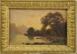 Pierre Alexandre JEANNIOT (1826-1892)."Le Lac d'Annecy"Toile titrée et attribué au...