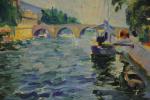 Georges PAUL-MANCEAU (1872-1955)"Le Pont Royal et la Seine". Huile sur...