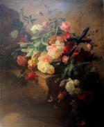 Élise PUYROCHE-WAGNER (1828-1895)Jeté de fleurs.Toile signée en bas à gauche...
