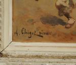 Alphonse CHIGOT (1824-1917)Tirailleur sénégalais. Panneau signé "A. Chigot père" en...