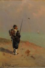 Alphonse CHIGOT (1824-1917)Fantassin face à la mer.Toile signée "A. Chigot...