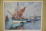 Gaston LEENEARTS (né en 1884)Barques à Concarneau.Huile sur toile, signée...