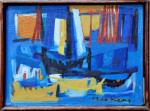 Théo KERG (1909-1993)"Petit port Nordique".Huile signée en bas à droite....
