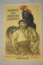 Auguste LEROUX (1871-1954)."Journée des Régions Libérées".Affiche imprimée par Devambez- Paris,...