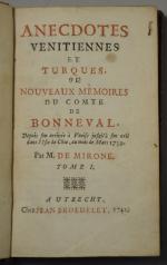 BONNEVAL, Claude Alexandre, Comte de. Anecdotes vénitiennes et turques, ou...