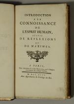VAUVENARGUES, Luc de Clapiers, Marquis de. Introduction à la Connoissance...