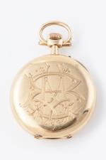 REMONTOIR d'homme en or, à double cadran émaillé signé "Chronomètre...
