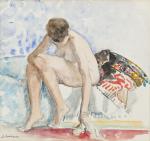 Henri LEBASQUE (Champigné, 1865 - Cannet, 1937)Nu féminin.Crayon et aquarelle...