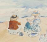 Henri LEBASQUE (Champigné, 1865 - Cannet, 1937)À la plage.Crayon et...