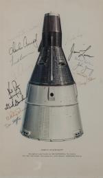 APOLLO. Navette spatiale GEMINI.Gravure en couleurs "Gemini spacecraft. Designed aud...