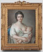 François-Hubert DROUAIS (Paris, 1727 - 1775), atelier de.Femme allaitant son...