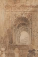 Hubert ROBERT (Paris, 1733 - 1808), entourage de.Ruines animées.Dessin à...