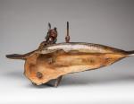 Carl KAUBA (Vienne, 1865-1922)Indien au canoë.Bronze à triple patine, rouge,...