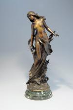 Mathurin MOREAU (Dijon 1822, Paris 1912)Nymphe à la Harpe, 1904.Bronze...