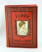 Riche ALBUM de CHROMOLITHOGRAPHIES enfantines dont publicités pour chocolat.XIXe, relié.