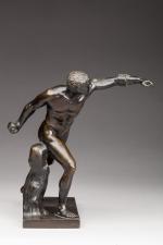 GLADIATEUR BORGHESE.Bronze patiné. Édition du Musée du Louvre, XXe. Haut....