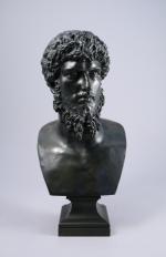 LUCIUS VERUS, empereur romain.Buste en Hermès, bronze à patine vert...