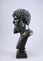 LUCIUS VERUS, empereur romain.Buste en Hermès, bronze à patine vert...