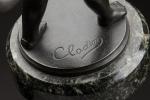 d'après CLODION (1738 - 1814)Petit joueur de cymbales.Bronze patiné, signé....
