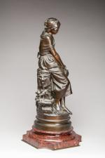 Mathurin MOREAU (1822 - 1912)Jeune fille à la cruche cassée.Bronze...